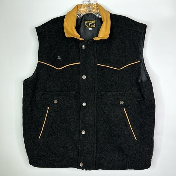 Wyoming Traders Black Wool Western Vest Size XL - Picture 1 of 9